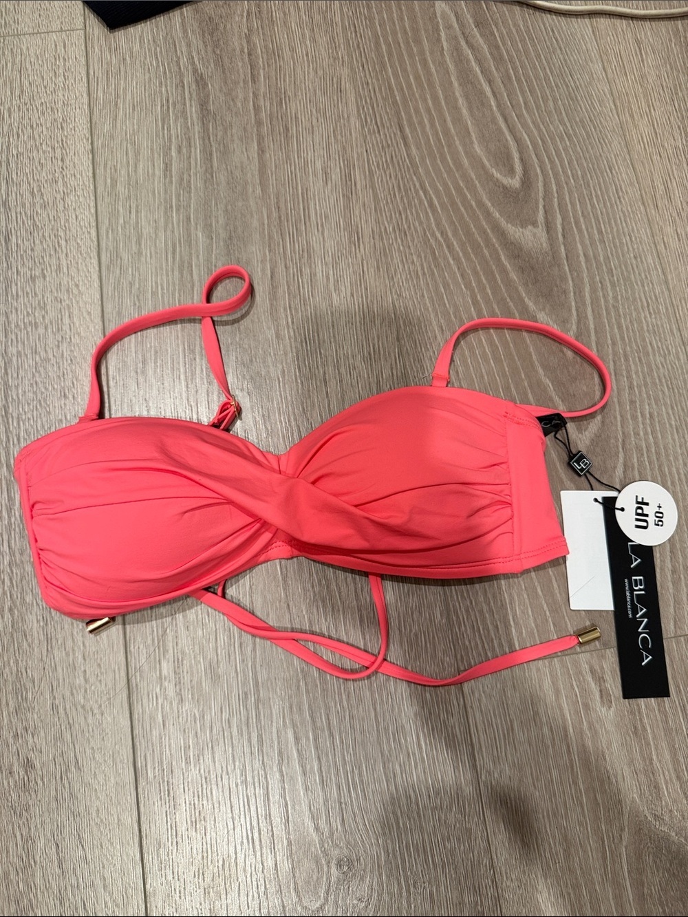 La Blanca Island Goddess Twist Adjustable Bandeau Swim Bikini Top - Coral Reef 6 - Picture 2 of 5